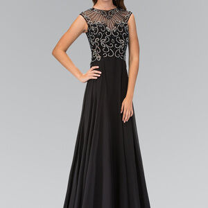 Sheer Back Floor Length Evening Dress GL2120